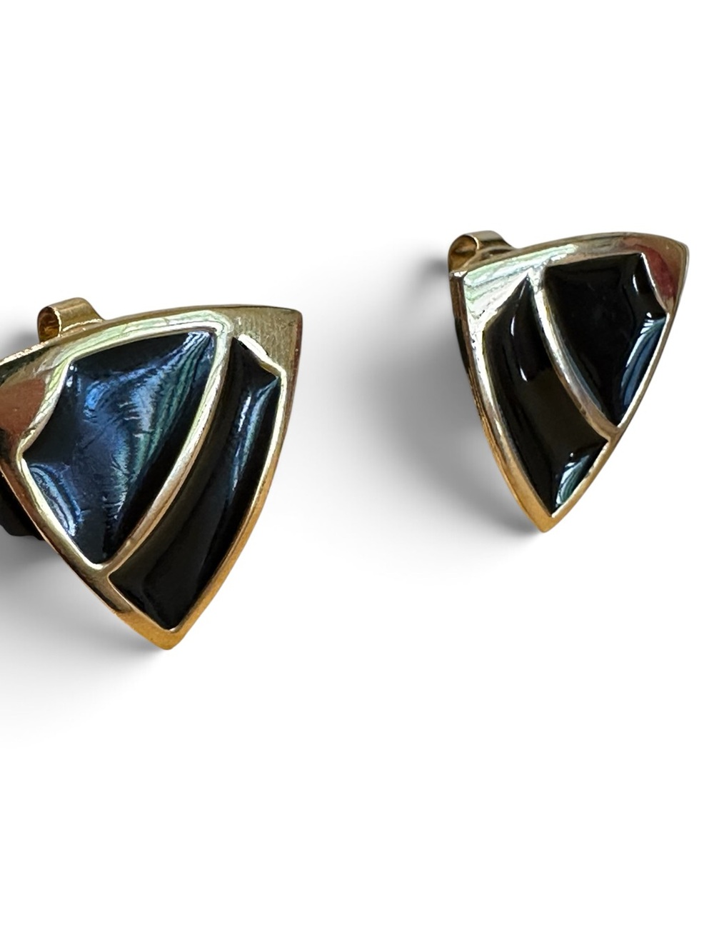 Vintage Crown Trifari Navy Enamel Clip Earrings